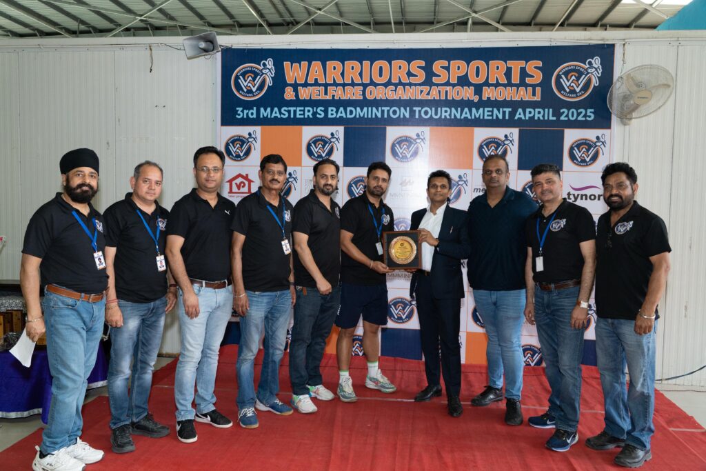 Kunal Bansal Honored at 3rd Master’s Badminton Tournament by Warriors Sports & Welfare Organization